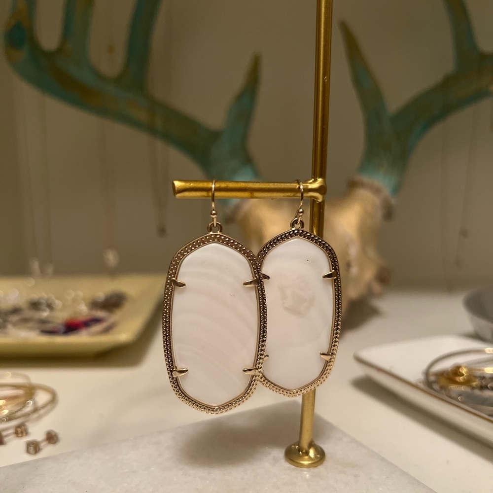 Kendra Scott Gold Statement Earrings in White Pearl
